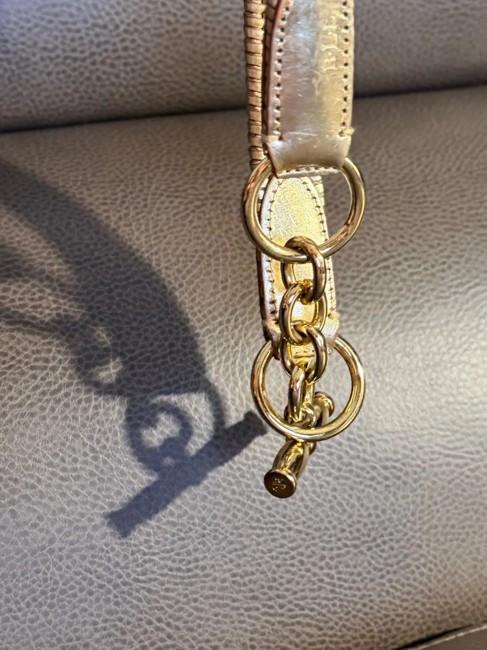Ralph Lauren Gold-Tone Toggle Charm with Brown Leather Strap